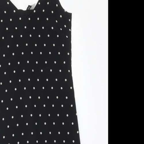 H&M Womens Black Polka Dot Polyester Pencil Dress  Size 4 V-Neck