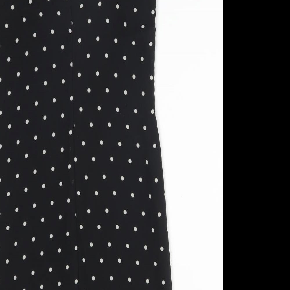 H&M Womens Black Polka Dot Polyester Pencil Dress  Size 4 V-Neck