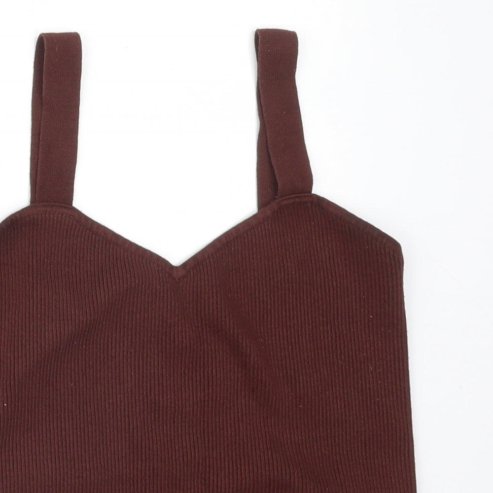 ASOS Womens Brown Striped Viscose Camisole T-Shirt Size 12 Sweetheart
