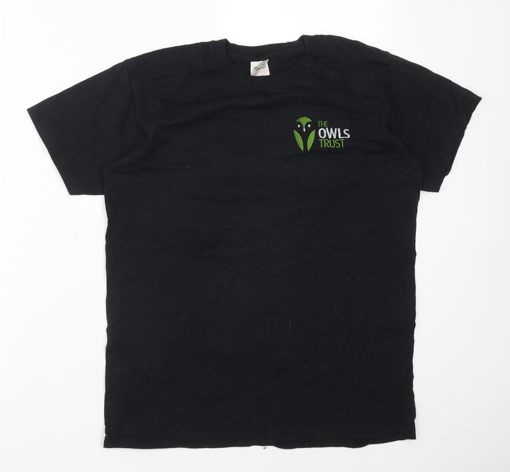 Fruit of the Loom Womens Black Cotton Basic T-Shirt Size S Round Neck - THE OWL TRUST