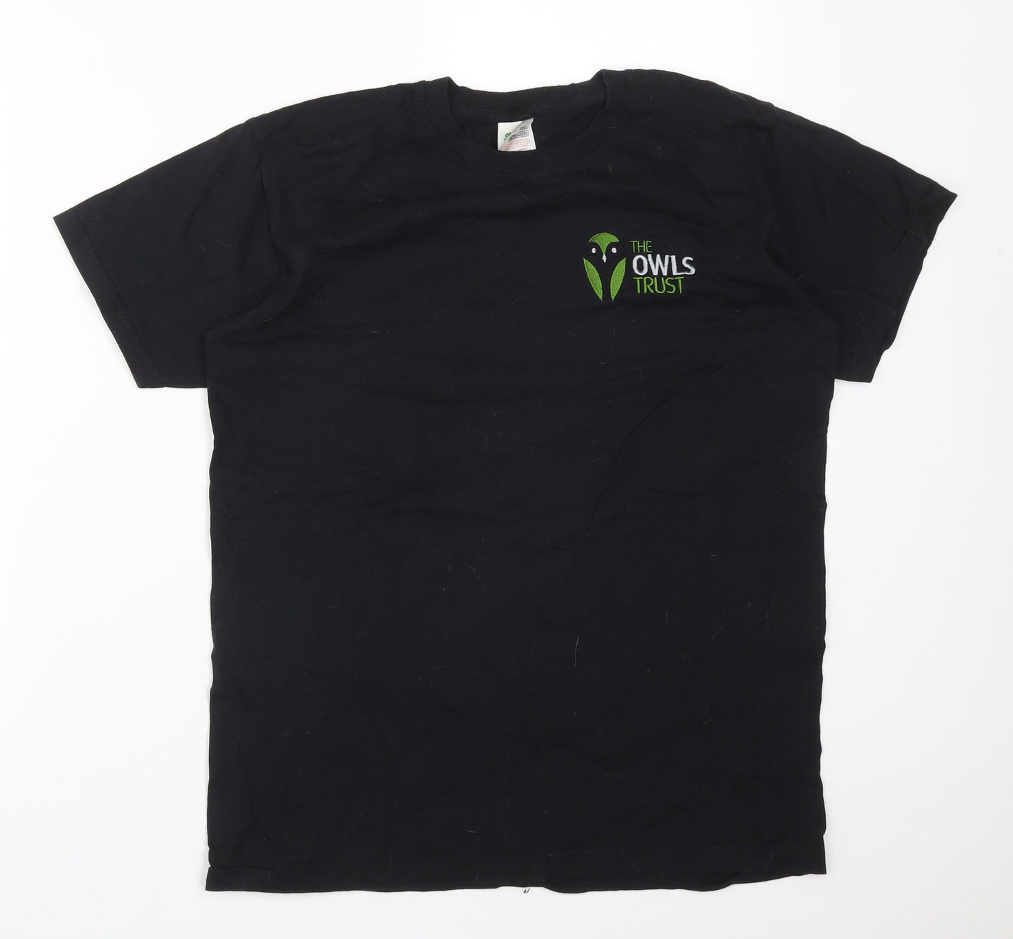 Fruit of the Loom Womens Black  Cotton Basic T-Shirt Size S Round Neck - THE OWL TRUST