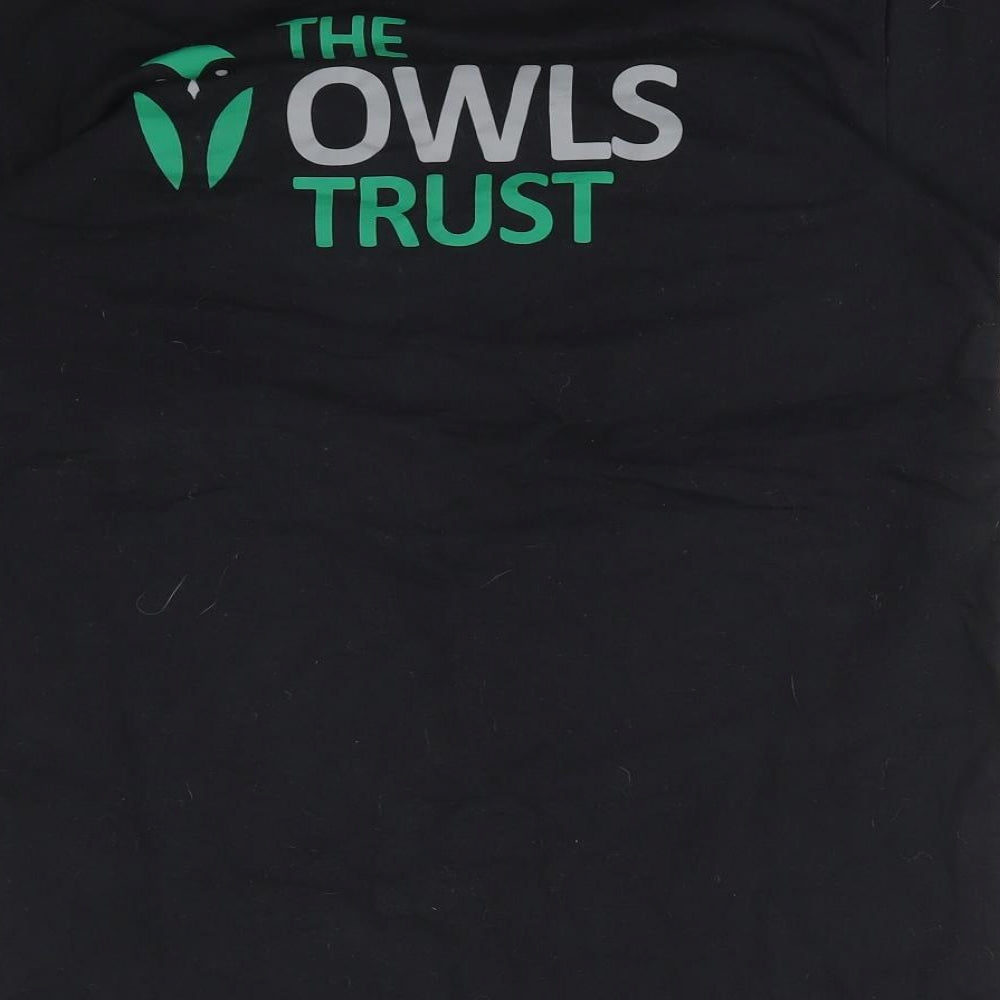 Fruit of the Loom Womens Black  Cotton Basic T-Shirt Size S Round Neck - THE OWL TRUST