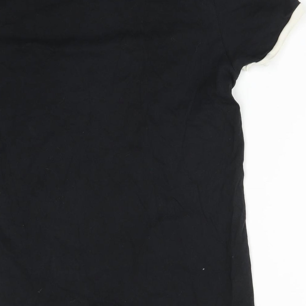 adidas Womens Black Striped Cotton Basic T-Shirt Size 6 Round Neck