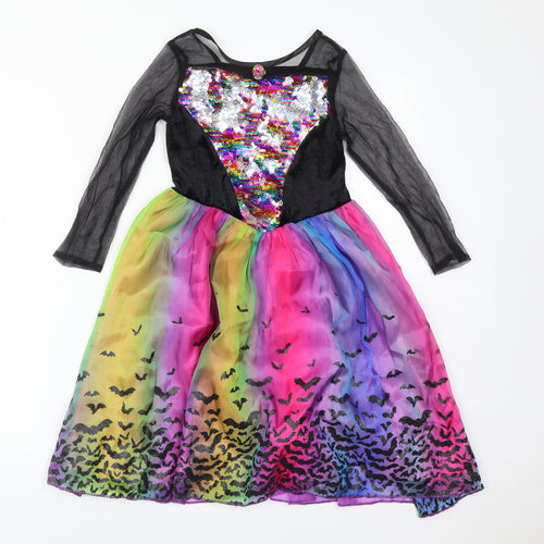 TU Girls Multicoloured Animal Print Polyester Ball Gown  Size 7-8 Years Round Neck  - FANCY DRESS