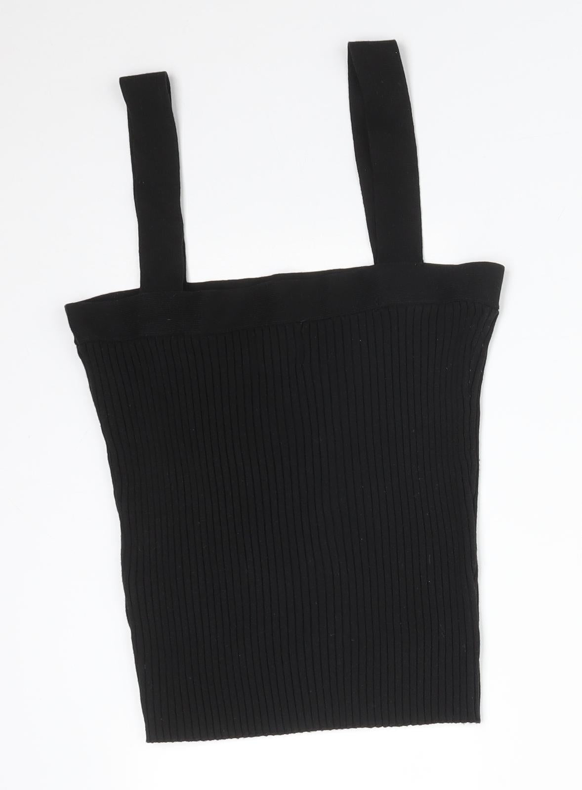 ASOS Womens Black Striped  Camisole T-Shirt Size 14 Square Neck