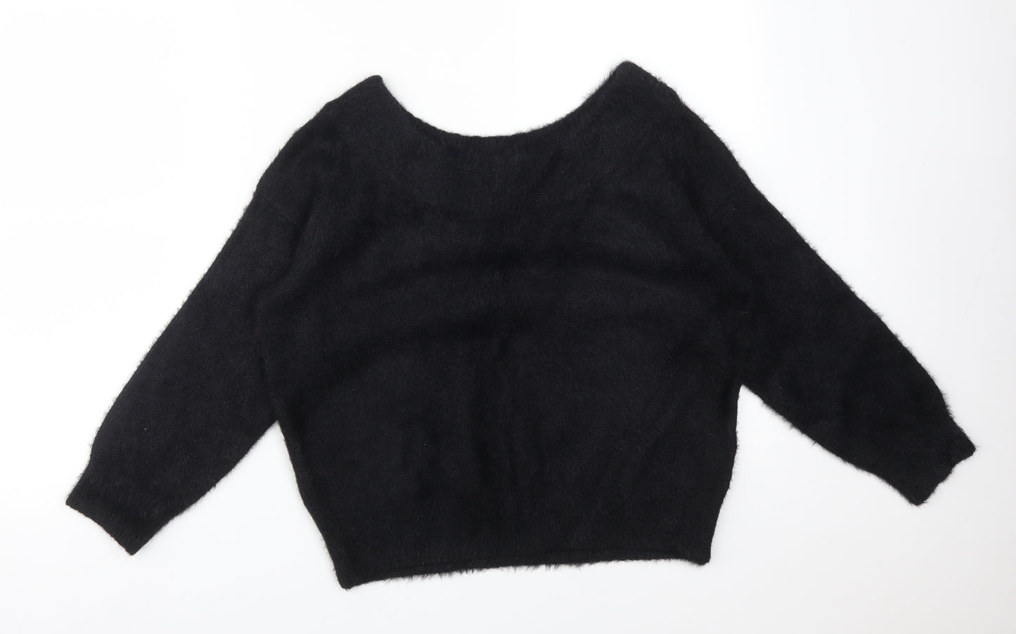 New Look Womens Black  Acrylic Basic T-Shirt Size S Round Neck