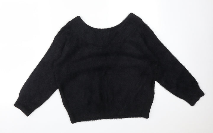 New Look Womens Black  Acrylic Basic T-Shirt Size S Round Neck
