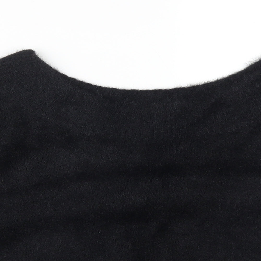 New Look Womens Black  Acrylic Basic T-Shirt Size S Round Neck