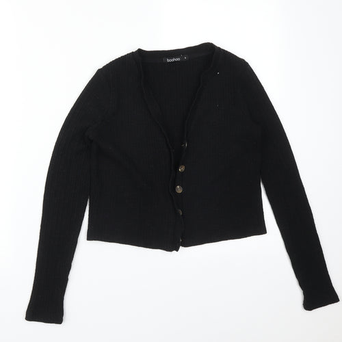 Boohoo Womens Black  Striped Polyester Cardigan Jumper Size S