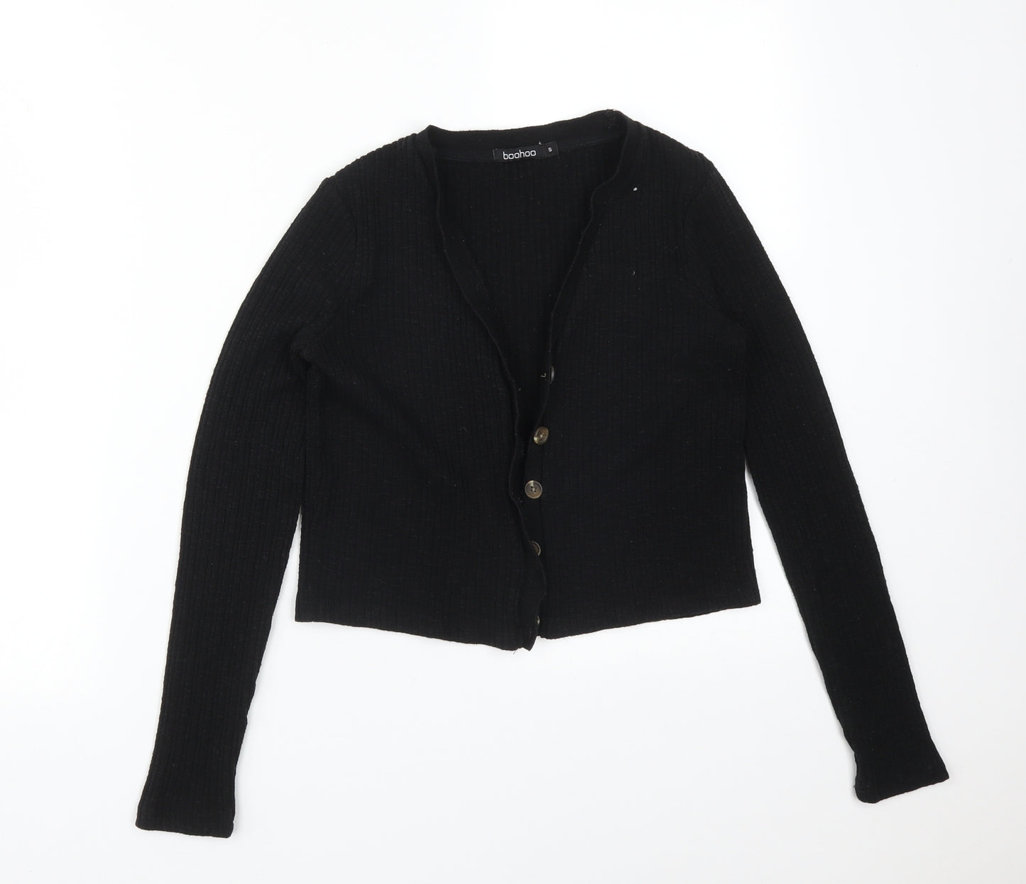 Boohoo Womens Black  Striped Polyester Cardigan Jumper Size S