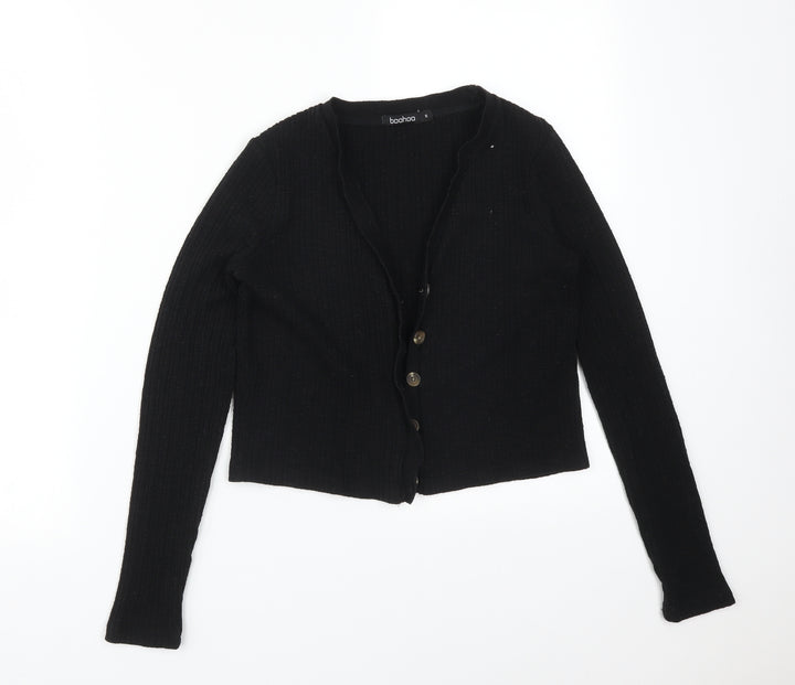 Boohoo Womens Black  Striped Polyester Cardigan Jumper Size S