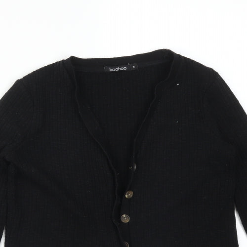 Boohoo Womens Black  Striped Polyester Cardigan Jumper Size S