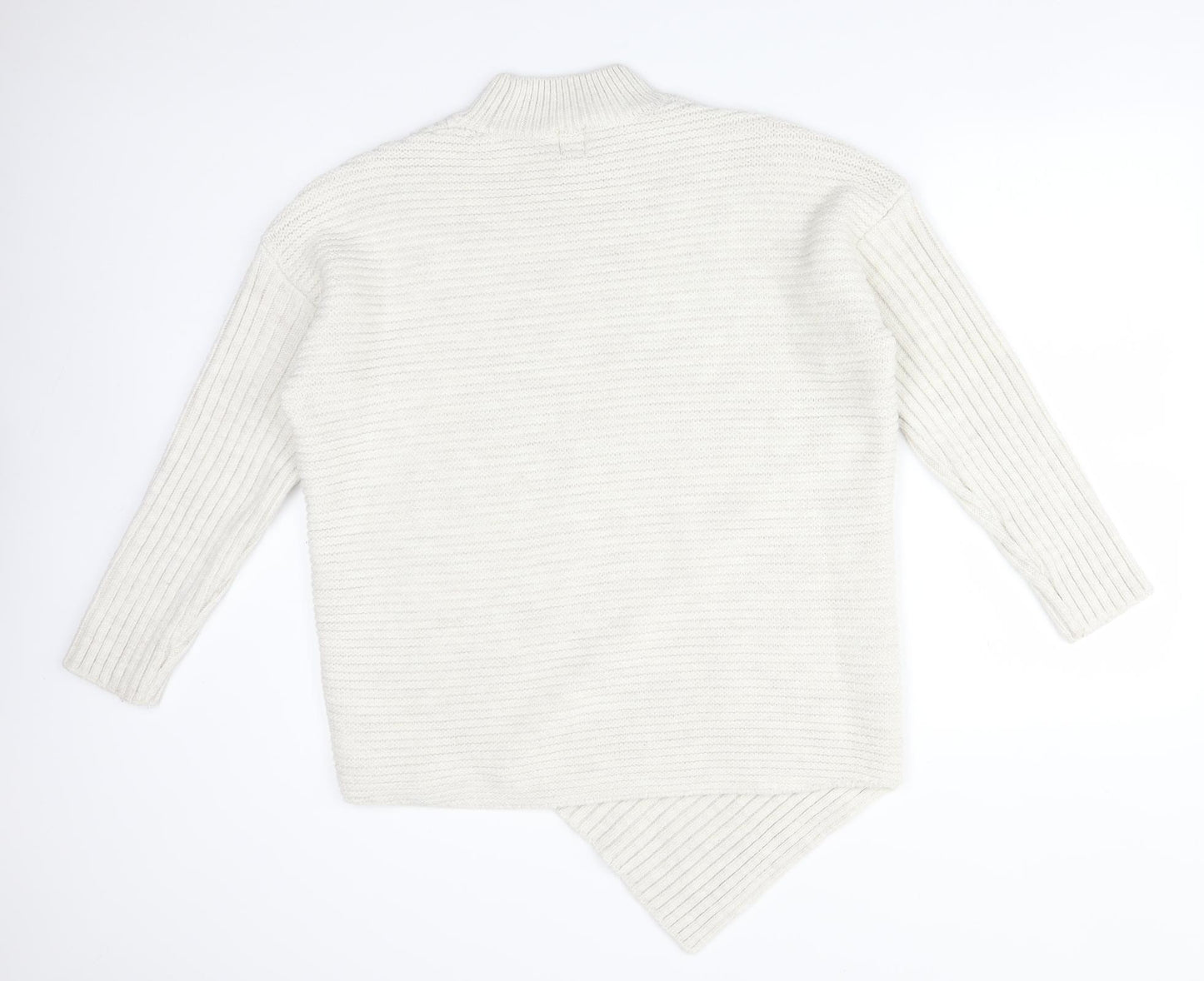 River Island Womens White High Neck Striped Acrylic Pullover Jumper Size 16