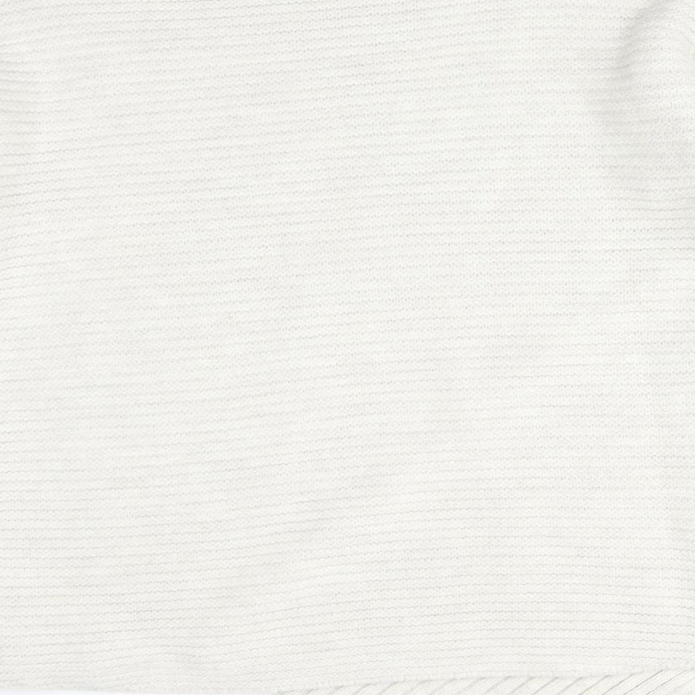River Island Womens White High Neck Striped Acrylic Pullover Jumper Size 16