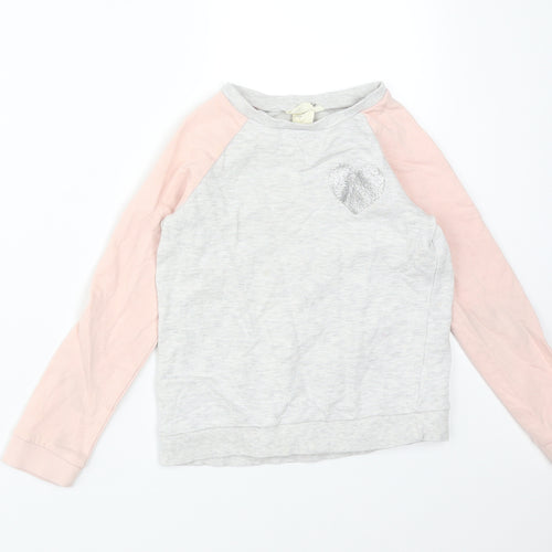 H&M Girls Multicoloured Colourblock Cotton Pullover Sweatshirt Size 7-8 Years   - HEART