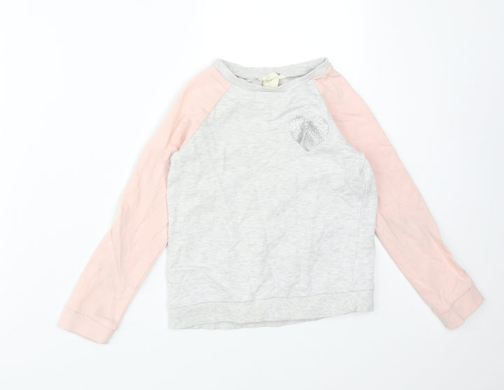 H&M Girls Multicoloured Colourblock Cotton Pullover Sweatshirt Size 7-8 Years - HEART