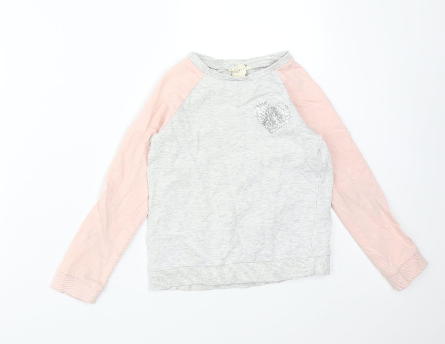H&M Girls Multicoloured Colourblock Cotton Pullover Sweatshirt Size 7-8 Years   - HEART