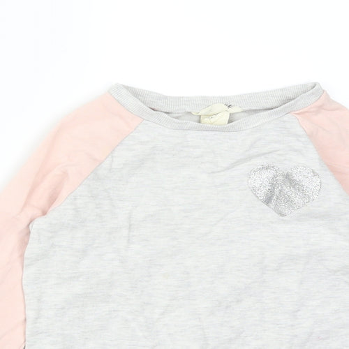 H&M Girls Multicoloured Colourblock Cotton Pullover Sweatshirt Size 7-8 Years   - HEART