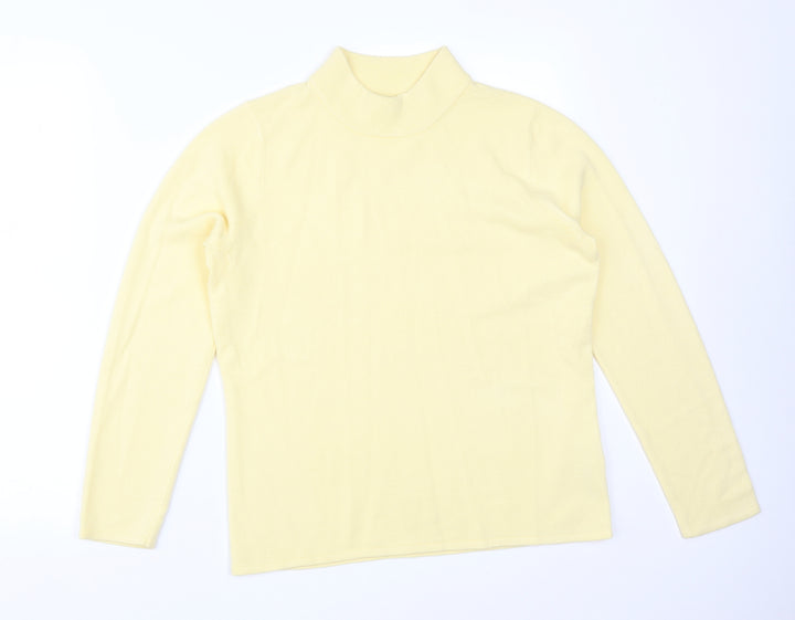 BONMARCHE Womens Yellow Acrylic Basic T-Shirt Size S High Neck
