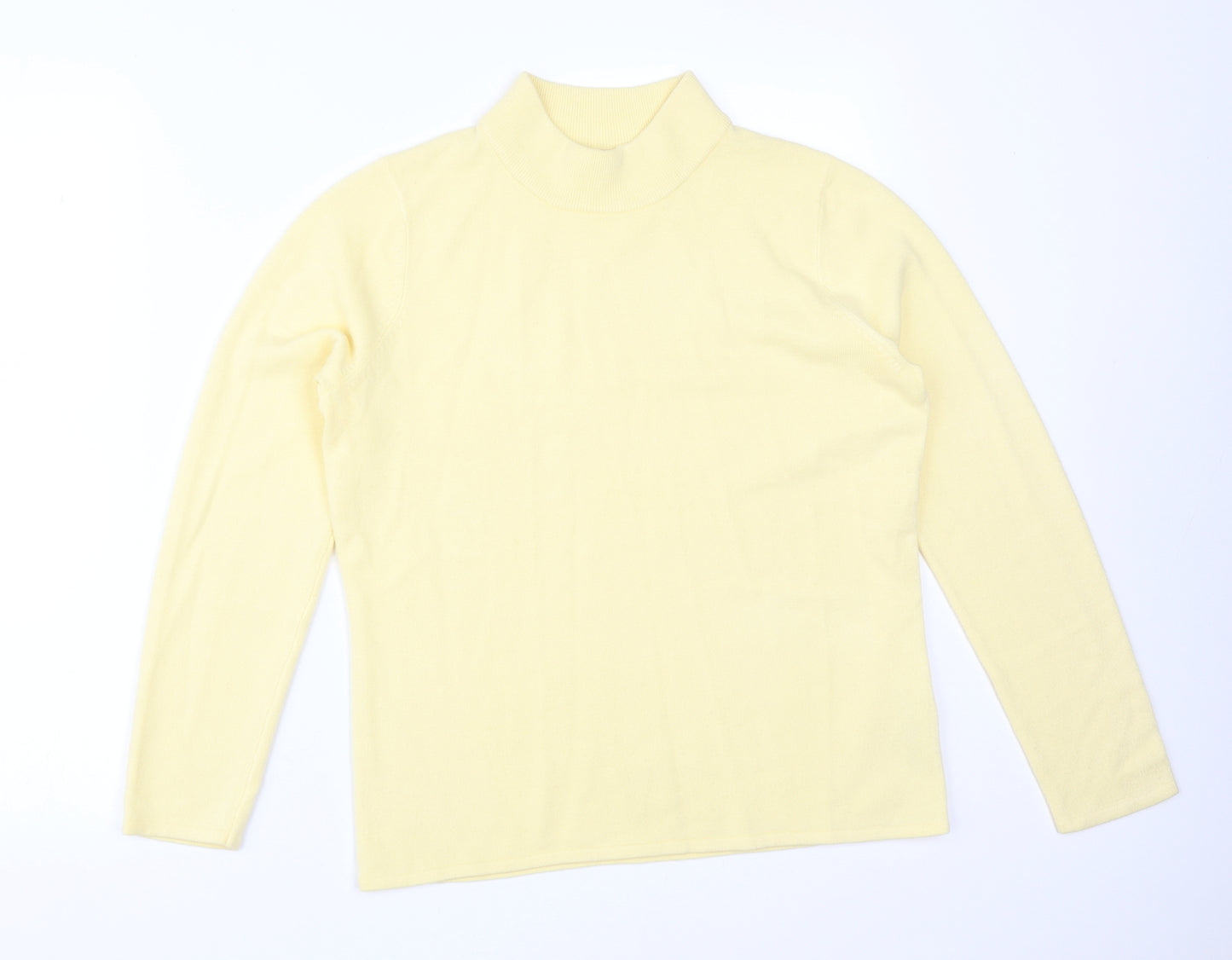 BONMARCHE Womens Yellow  Acrylic Basic T-Shirt Size S High Neck