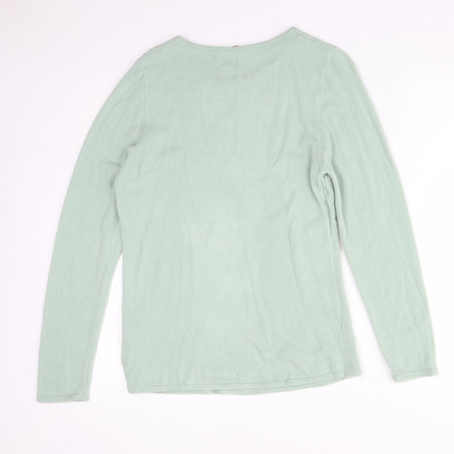 ANNA ROSE Womens Green Geometric Acrylic Basic T-Shirt Size L Round Neck