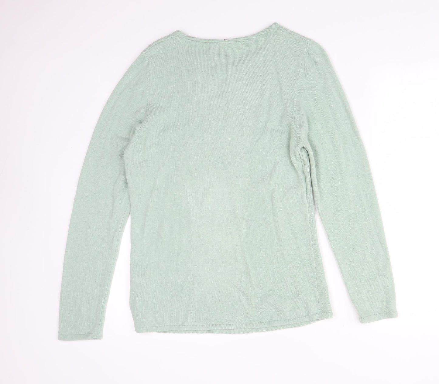 ANNA ROSE Womens Green Geometric Acrylic Basic T-Shirt Size L Round Neck