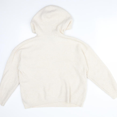 Primark Womens Beige Striped Acrylic Pullover Hoodie Size L