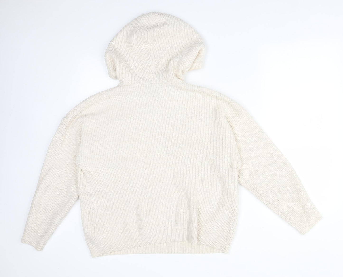 Primark Womens Beige Striped Acrylic Pullover Hoodie Size L