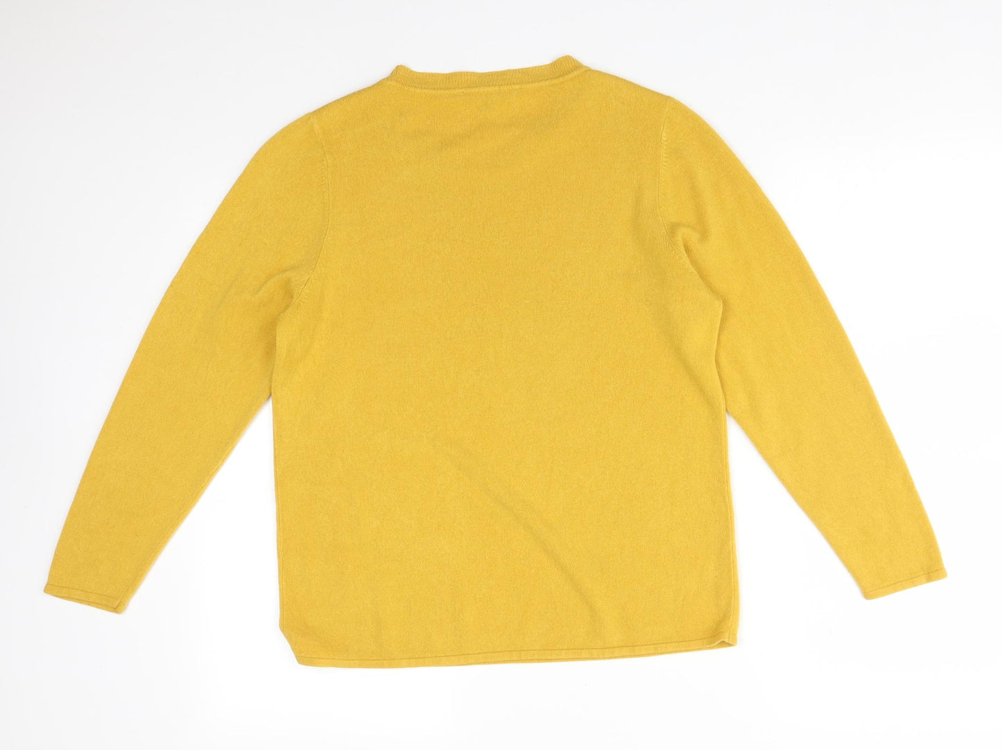 LOVE KNITWEAR Womens Yellow  Acrylic Basic T-Shirt Size 14 Round Neck