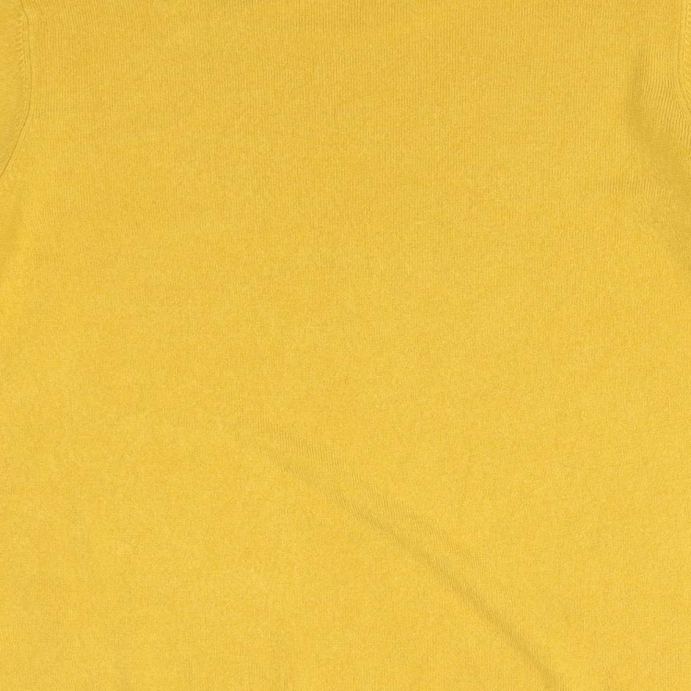 LOVE KNITWEAR Womens Yellow  Acrylic Basic T-Shirt Size 14 Round Neck
