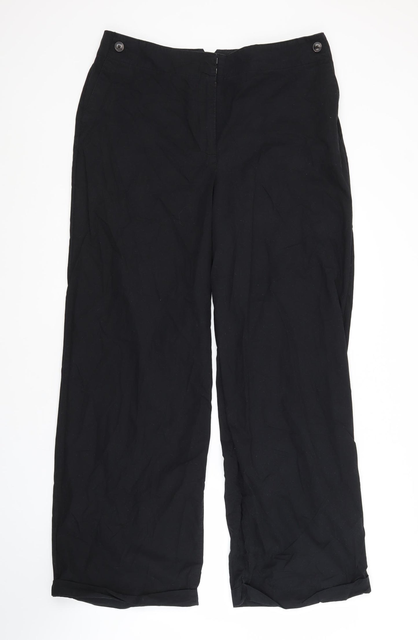 NEXT Womens Black  Cotton Trousers  Size 16 L32 in Regular