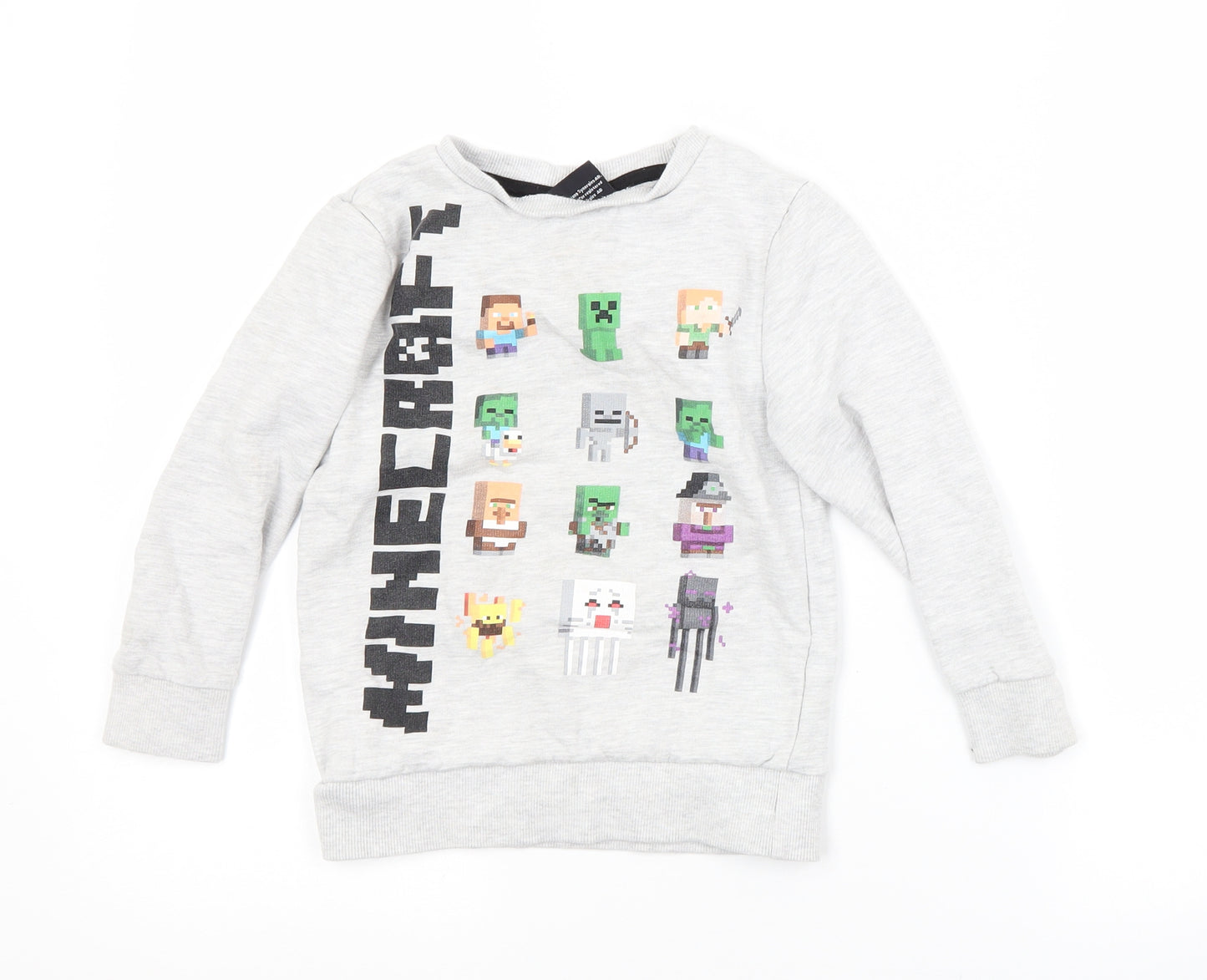 George Boys Grey  Cotton Pullover Sweatshirt Size 5-6 Years   - MINECRAFT