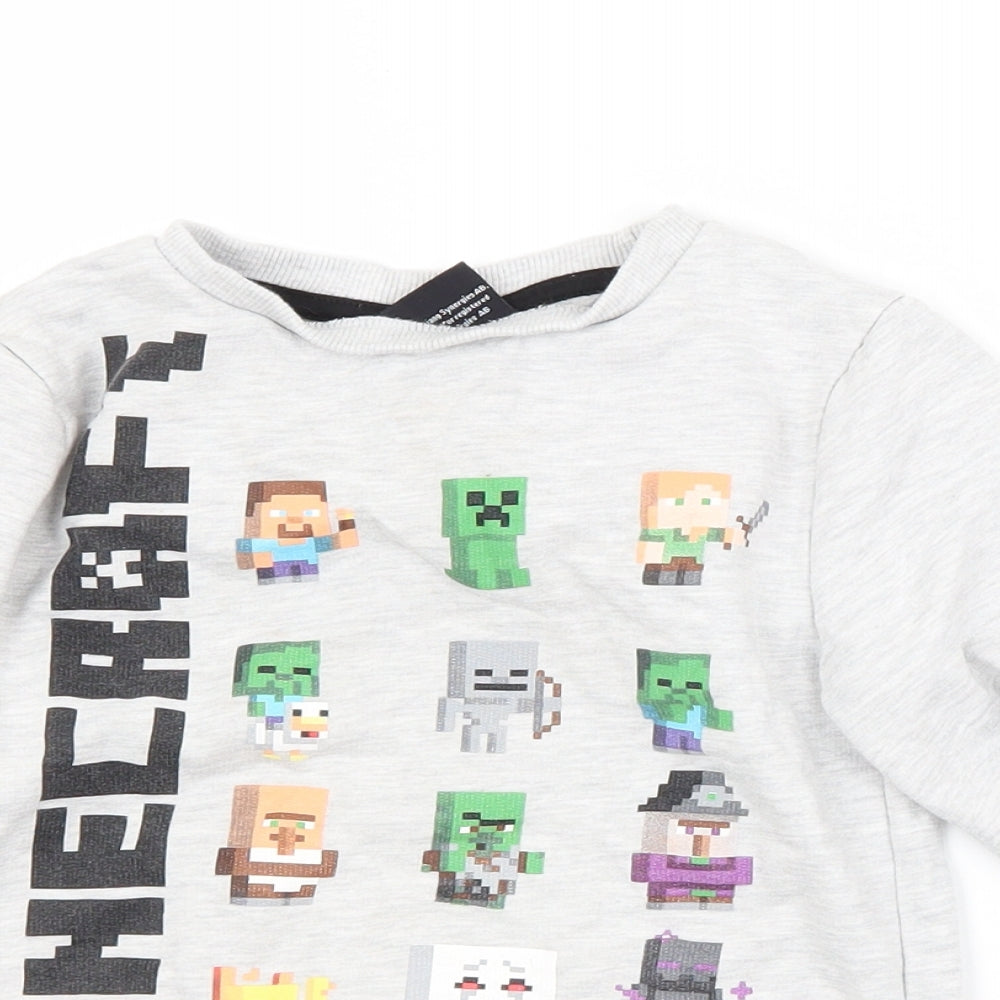 George Boys Grey  Cotton Pullover Sweatshirt Size 5-6 Years   - MINECRAFT
