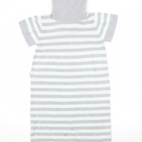 CQ Girls Multicoloured Striped Acrylic Jumper Dress  Size 10-11 Years Roll Neck