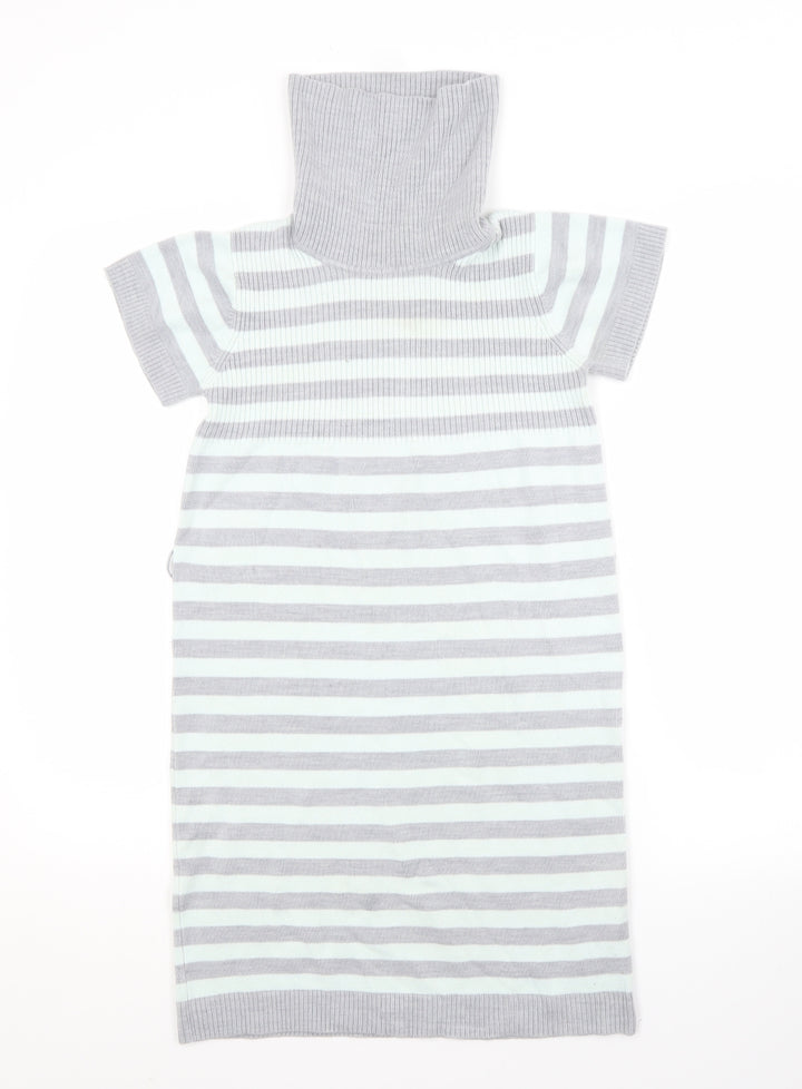 CQ Girls Multicoloured Striped Acrylic Jumper Dress  Size 10-11 Years Roll Neck