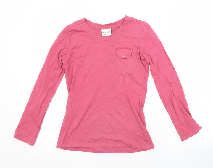 NEXT Girls Pink Cotton Basic T-Shirt Size 9 Years Crew Neck