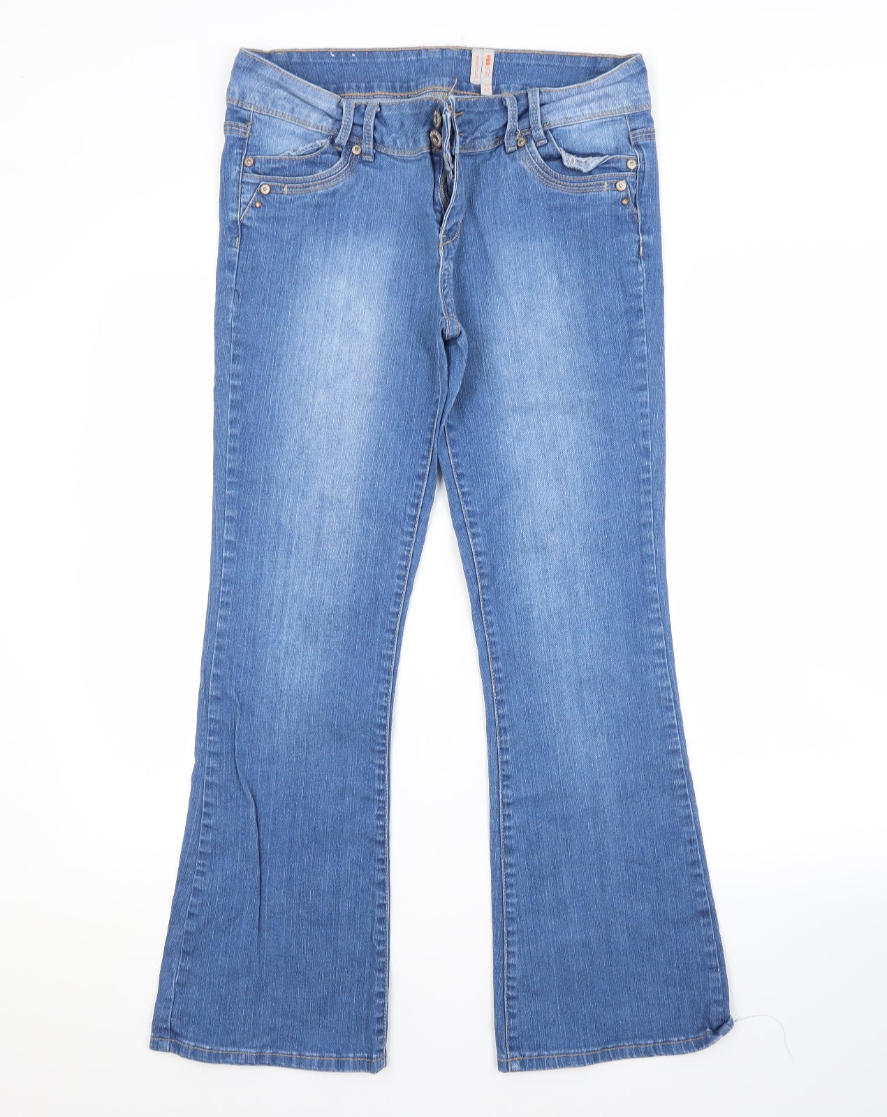 YES Womens Blue  Cotton Bootcut Jeans Size 14 L28 in Regular