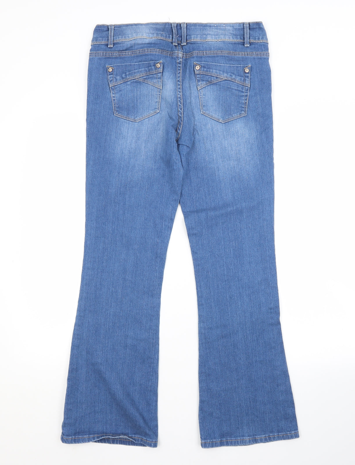 YES Womens Blue  Cotton Bootcut Jeans Size 14 L28 in Regular
