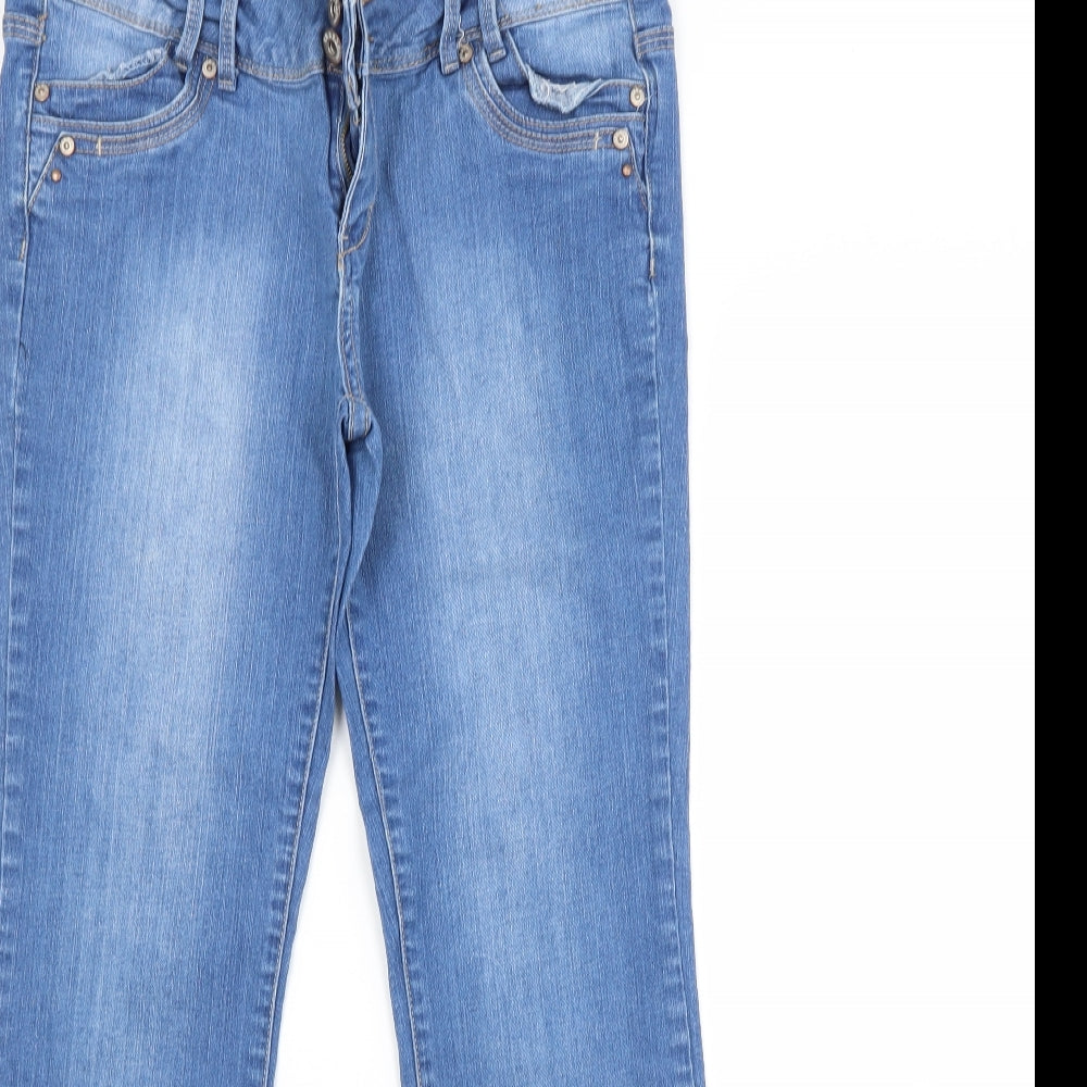 YES Womens Blue  Cotton Bootcut Jeans Size 14 L28 in Regular