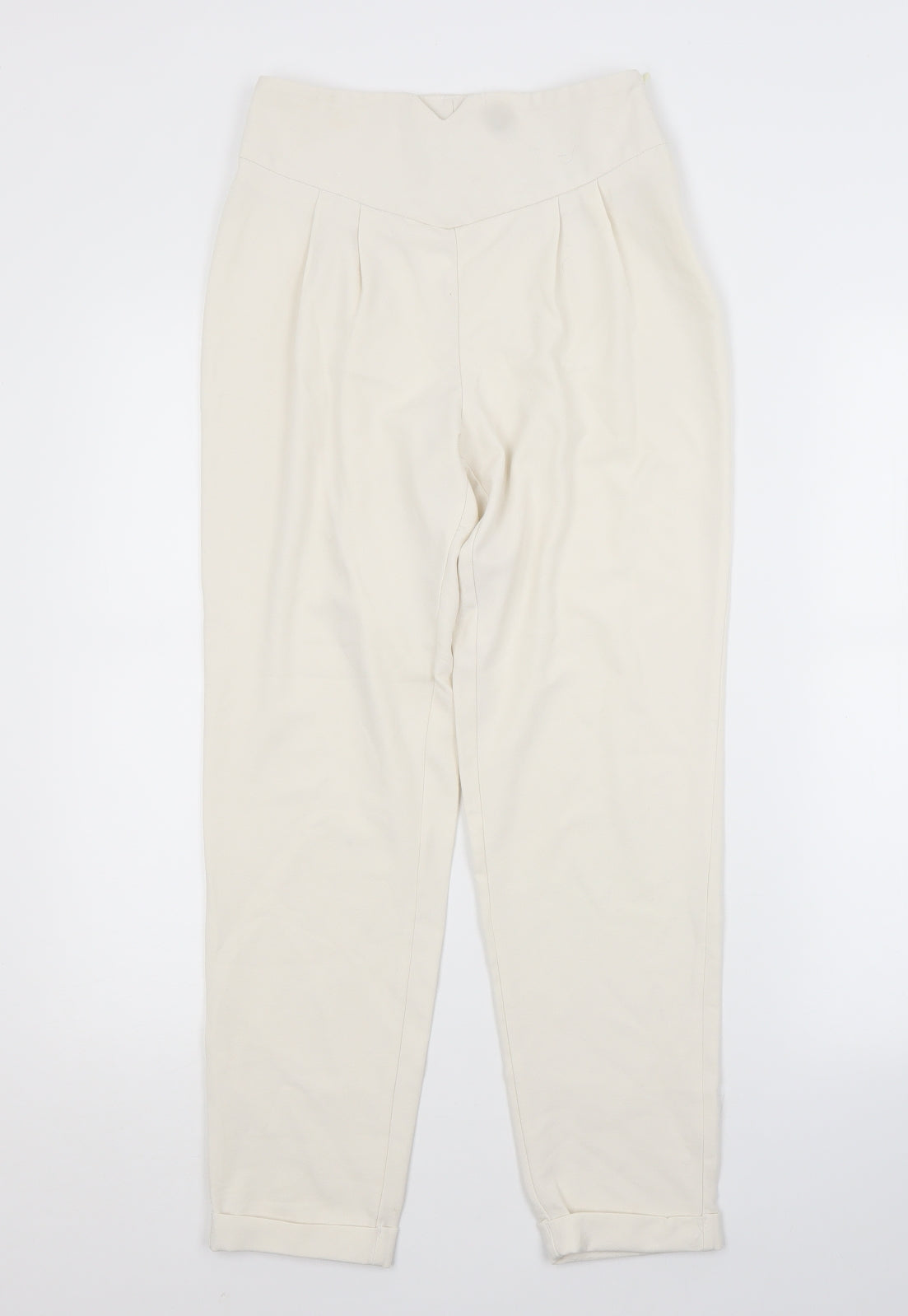 PRETTYLITTLETHING Womens White  Polyester Trousers  Size 4 L26 in Regular