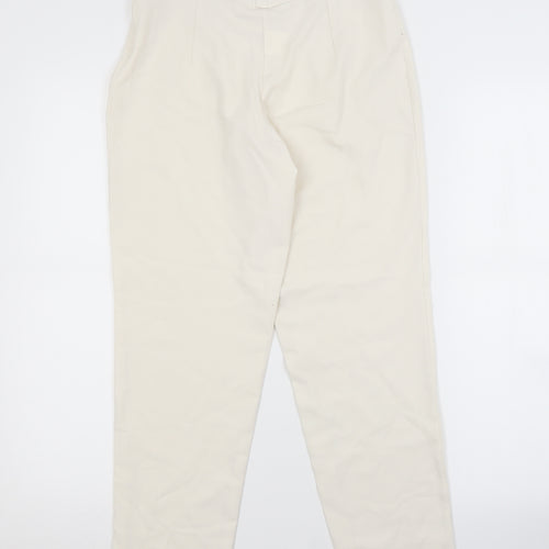 PRETTYLITTLETHING Womens White  Polyester Trousers  Size 4 L26 in Regular