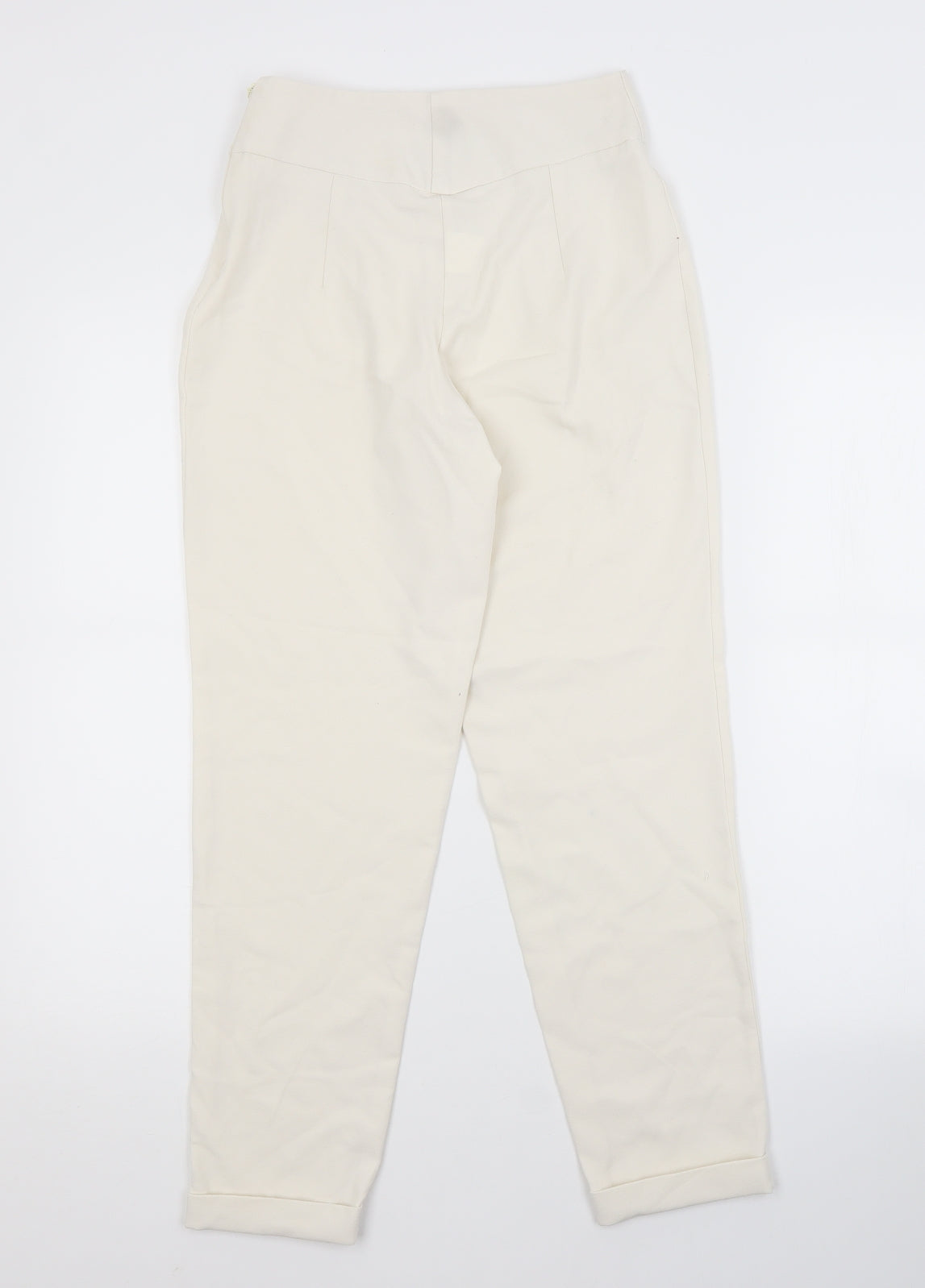 PRETTYLITTLETHING Womens White  Polyester Trousers  Size 4 L26 in Regular
