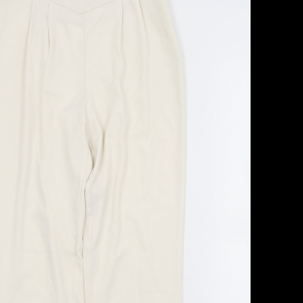 PRETTYLITTLETHING Womens White  Polyester Trousers  Size 4 L26 in Regular