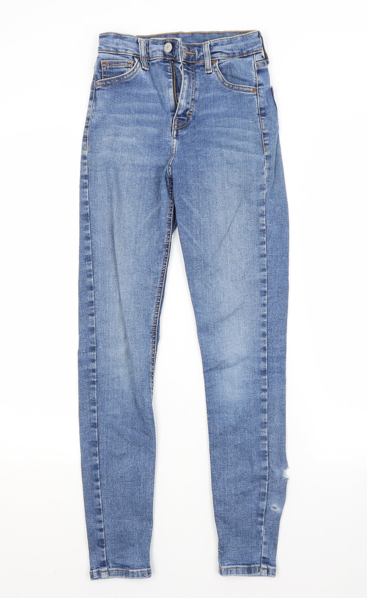 Topshop Womens Blue Cotton Skinny Jeans Size 25 in L32 in Regular