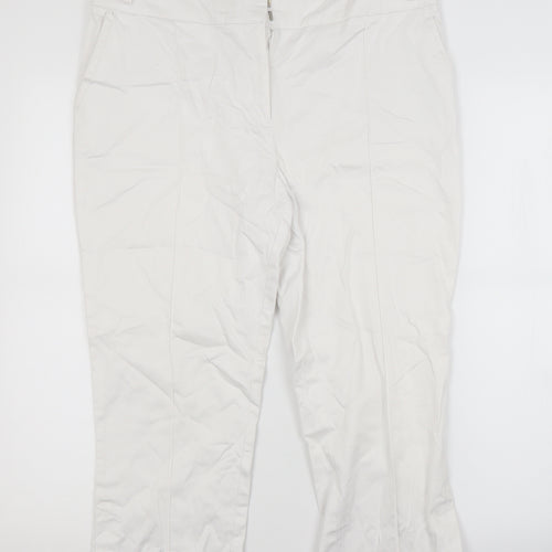 M&CO. Womens White  Polyurethane Trousers  Size 14 L20 in Regular