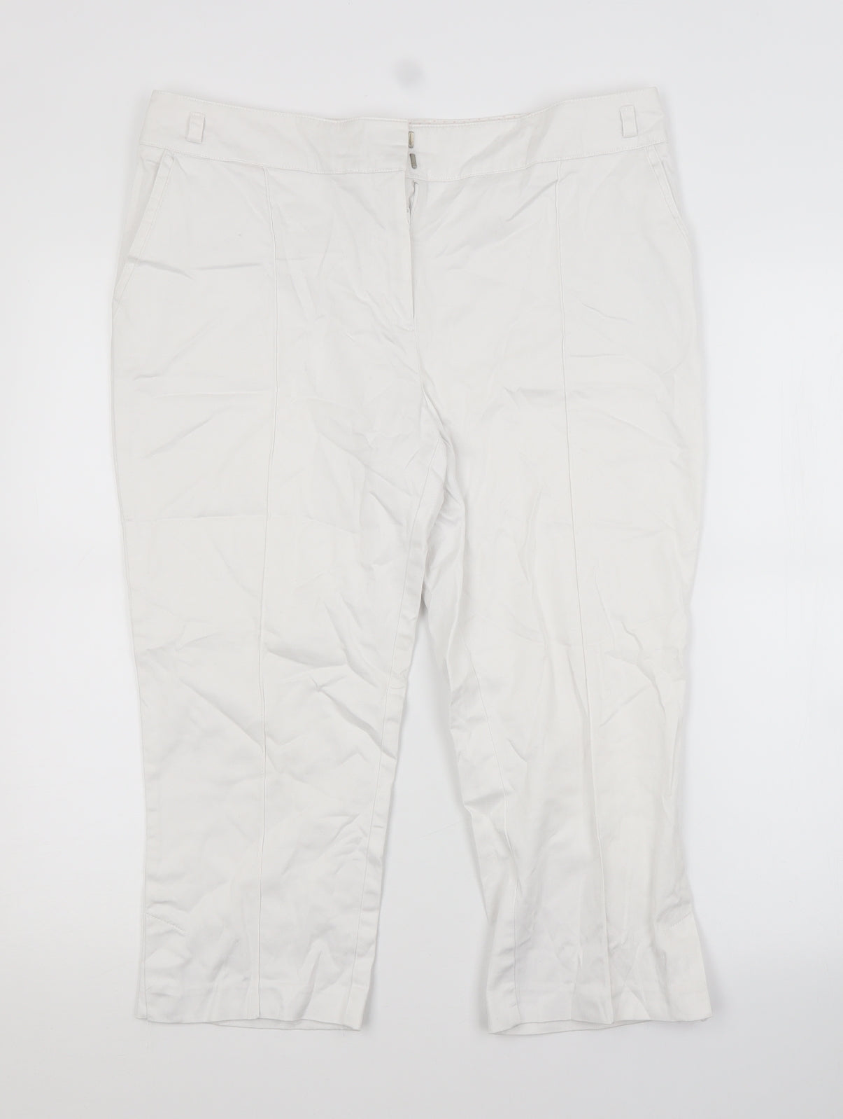 M&CO. Womens White  Polyurethane Trousers  Size 14 L20 in Regular