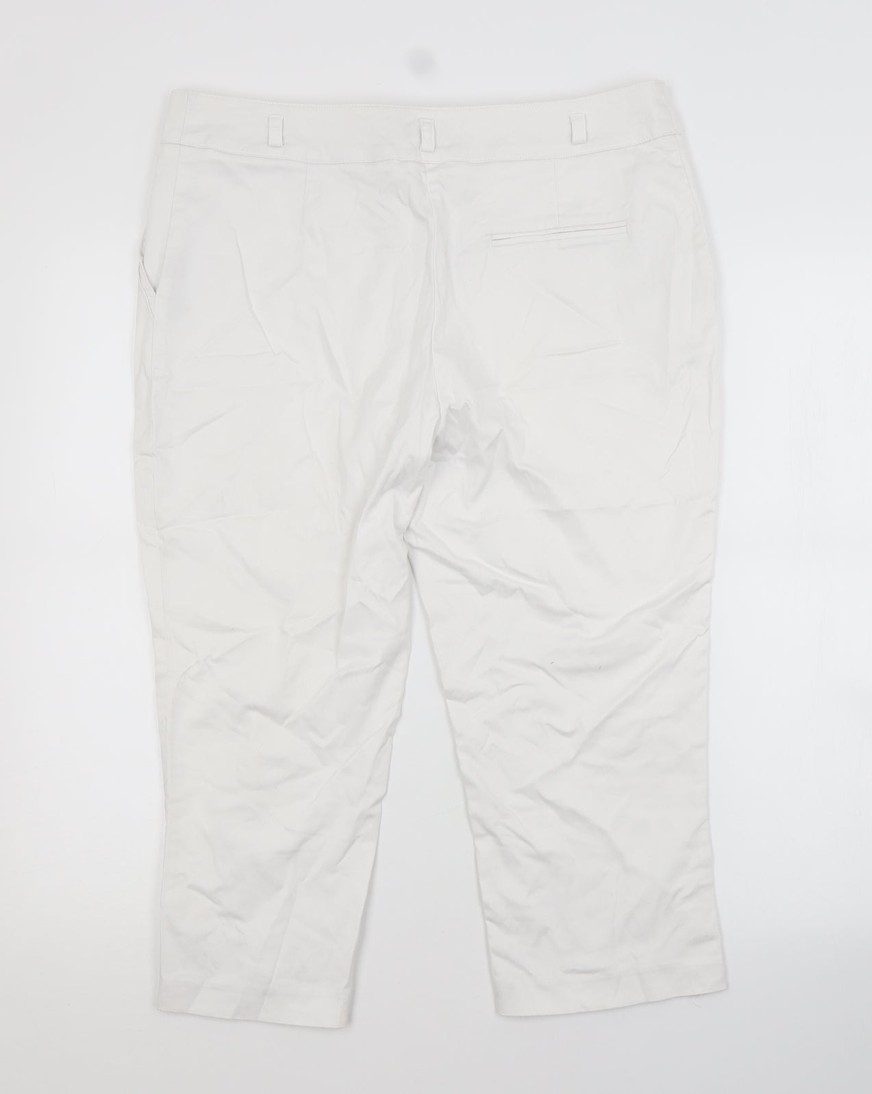 M&CO. Womens White  Polyurethane Trousers  Size 14 L20 in Regular