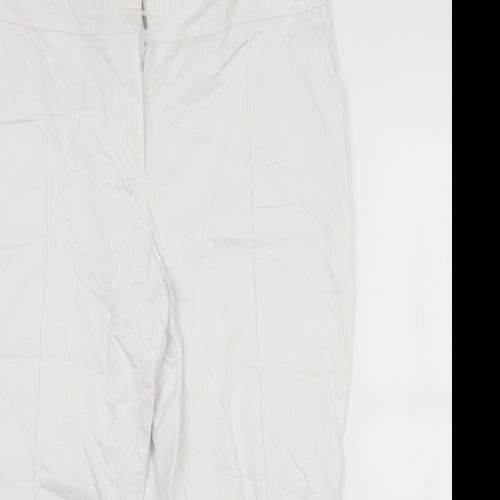 M&CO. Womens White  Polyurethane Trousers  Size 14 L20 in Regular