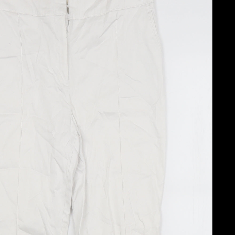 M&CO. Womens White  Polyurethane Trousers  Size 14 L20 in Regular