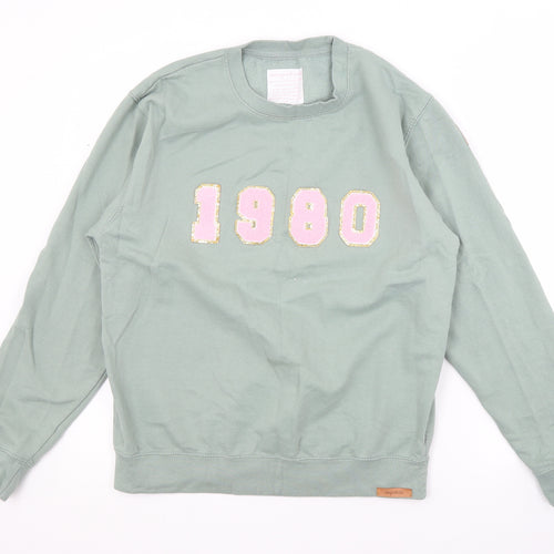 Preworn Womens Green  Cotton Pullover Sweatshirt